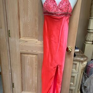 Elegant Pink Beaded Evening Gown